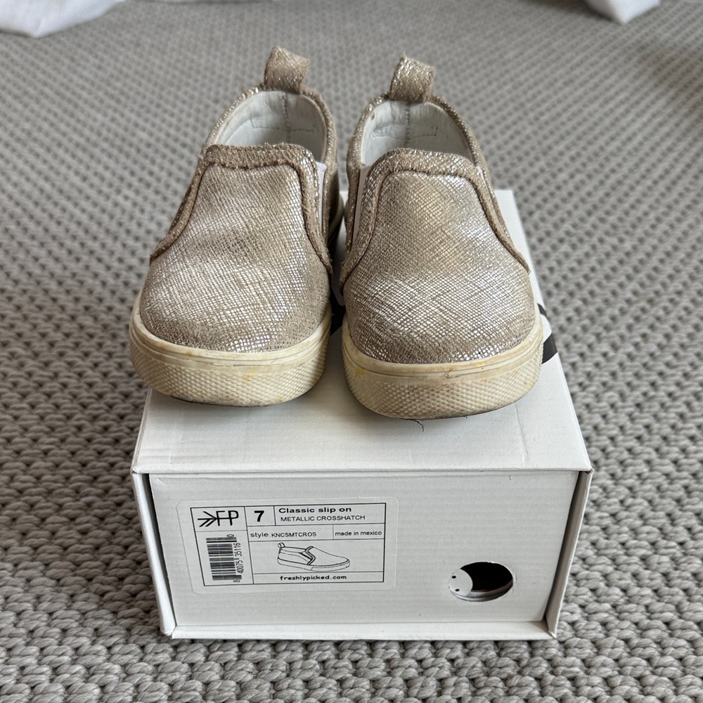 Freshly Picked Gold Slip-On Kids Sneakers